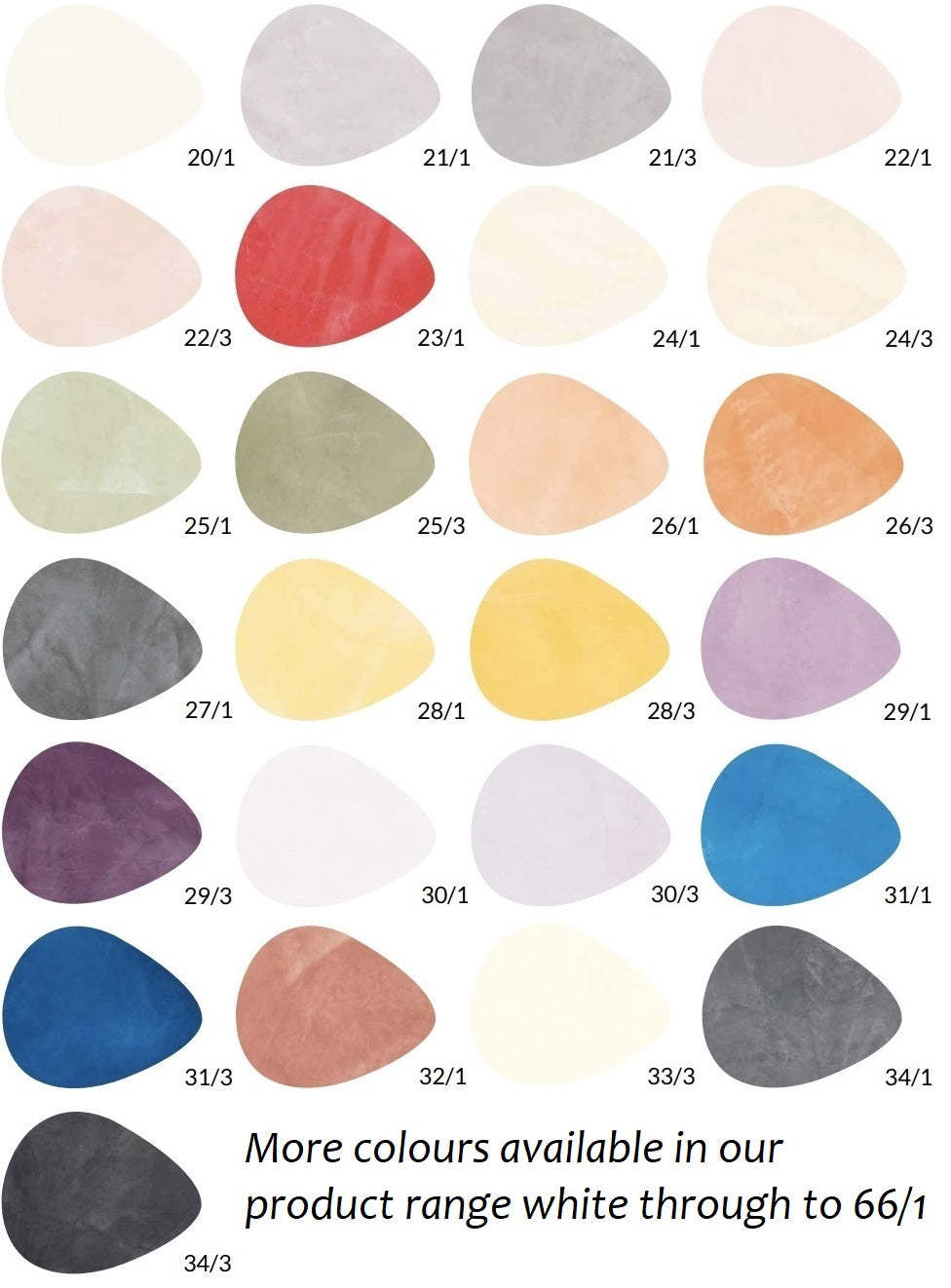 Polished plasters colour chart